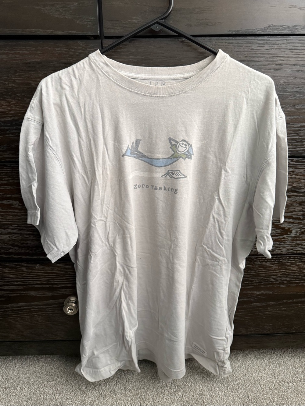 Life Is Good White Tee with Blue Graphic "Zero Tasking"